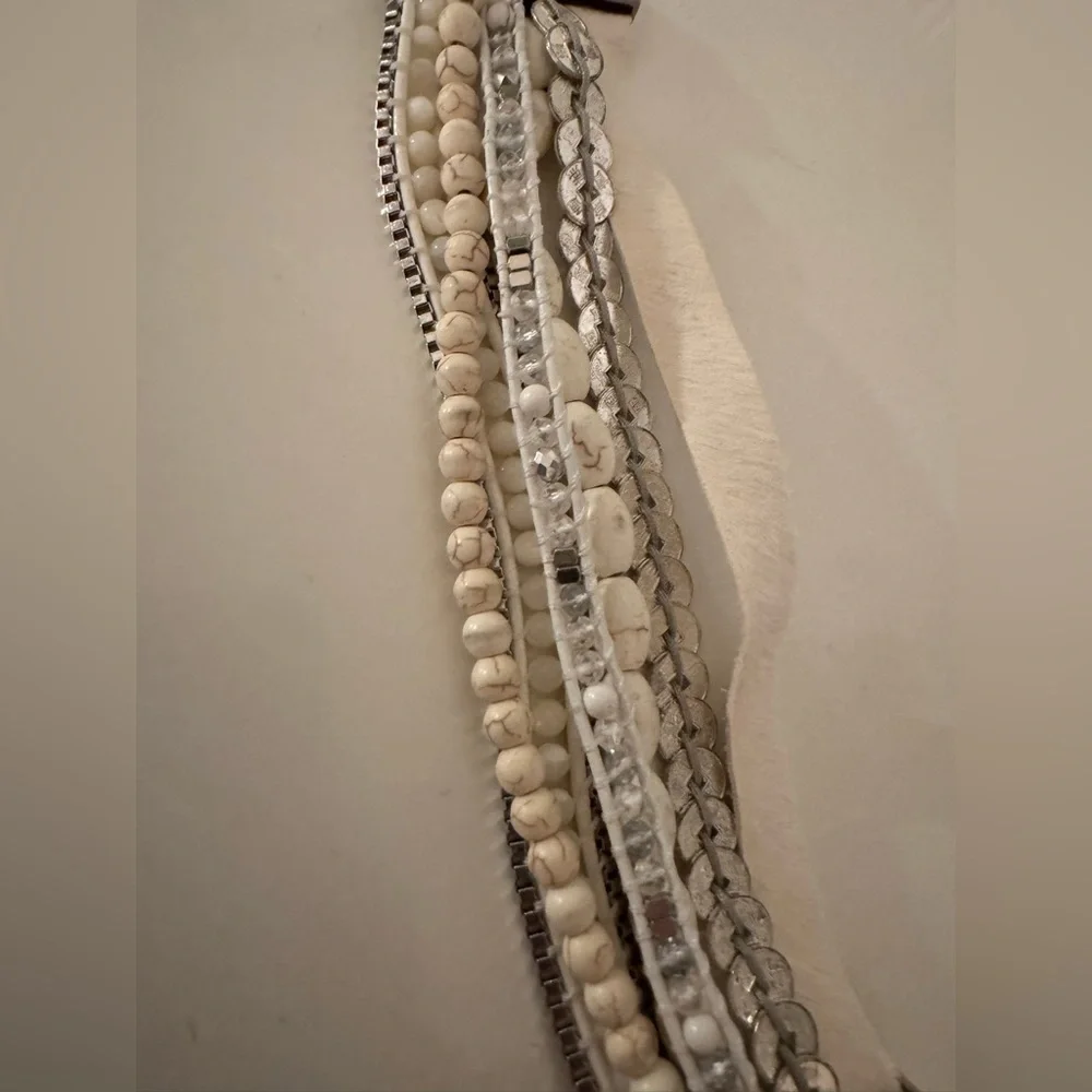 Victoria Emerson Silver and Cream Bracelet Set